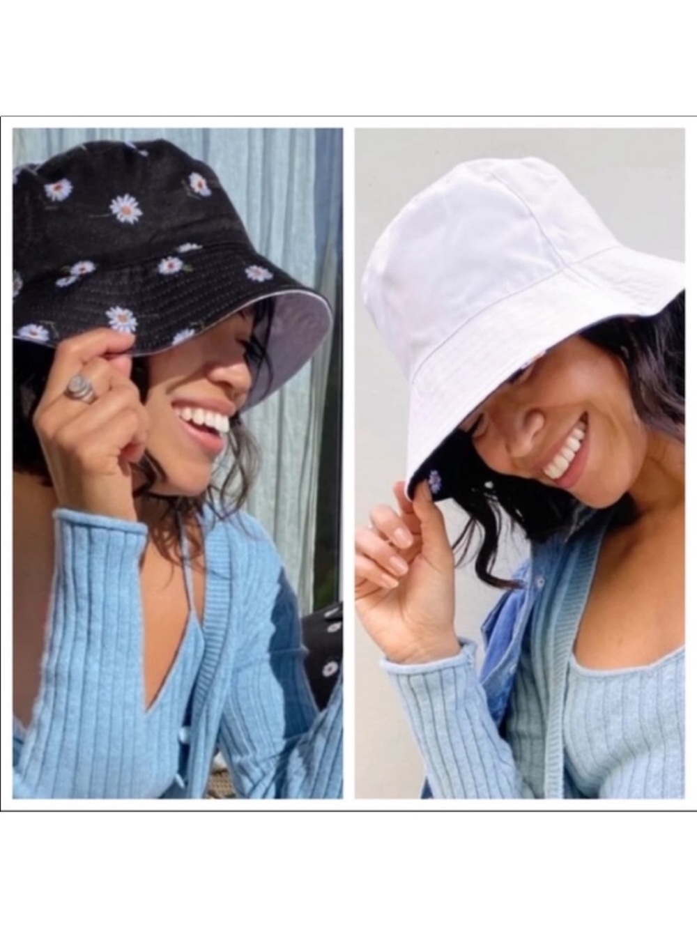 NWT Alice + Olivia Black Daisy Bucket Hat - Picture 3 of 9